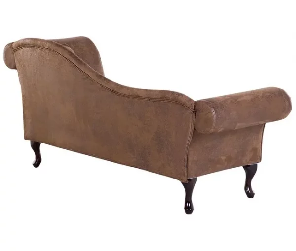 Chaise-longue em camurça castanha clara com apoio à direita LATTES