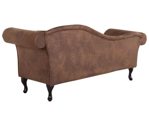 Chaise-longue em camurça castanha clara com apoio à direita LATTES