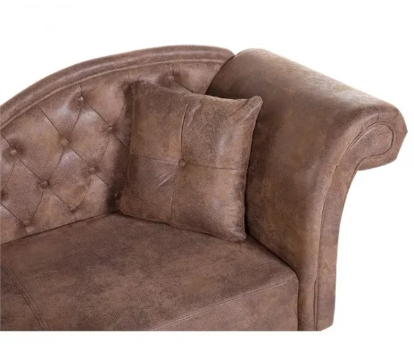 Chaise-longue em camurça castanha clara com apoio à direita LATTES