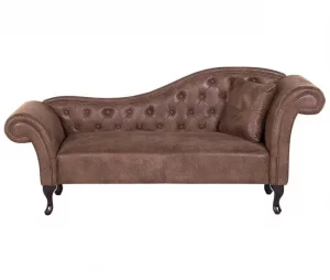 Chaise-longue em camurça castanha clara com apoio à direita LATTES