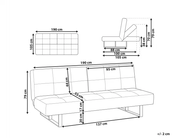 Sofa DUBLIN, green,190 cm DEF