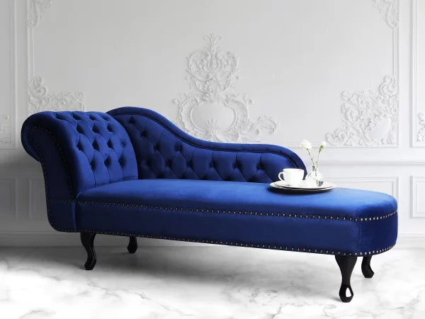 Chaiselongue NIMES samt, blau, links CH