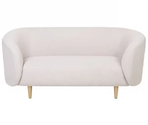 Sofá de 2 lugares estofado em tecido creme e dourado LOEN