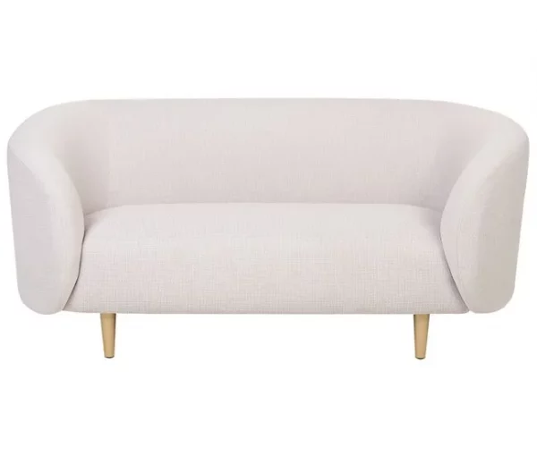 Sofá de 2 lugares estofado em tecido creme e dourado LOEN
