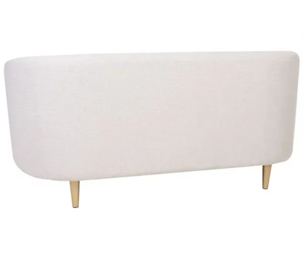 Sofá de 2 lugares estofado em tecido creme e dourado LOEN