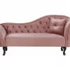 Chaiselongue LATTES rechtsseitig rosa Samtstoff CH.
