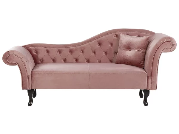 Chaiselongue LATTES rechtsseitig rosa Samtstoff CH.
