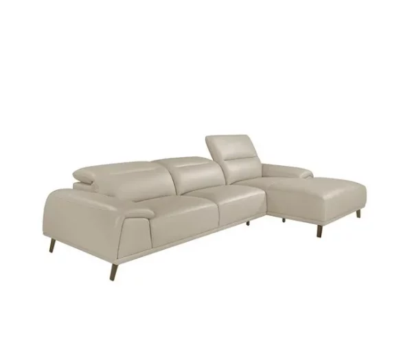 ANGEL CERDA Sofá chaise longue lado direito em pele de vaca cinzento taupe
