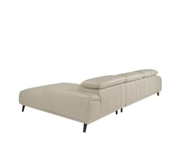 ANGEL CERDA Sofá chaise longue lado direito em pele de vaca cinzento taupe