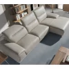 ANGEL CERDA Sofá chaise longue lado direito em pele de vaca cinzento taupe