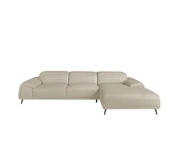 ANGEL CERDA Sofá chaise longue lado direito em pele de vaca cinzento taupe