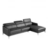 ANGEL CERDA Sofá chaise longue couro de vaca preto 94x283x174