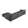 ANGEL CERDA Sofá chaise longue couro de vaca preto 94x283x174
