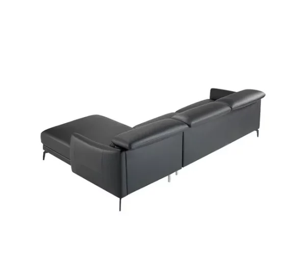 ANGEL CERDA Sofá chaise longue couro de vaca preto 94x283x174