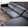 ANGEL CERDA Sofá chaise longue couro de vaca preto 94x283x174