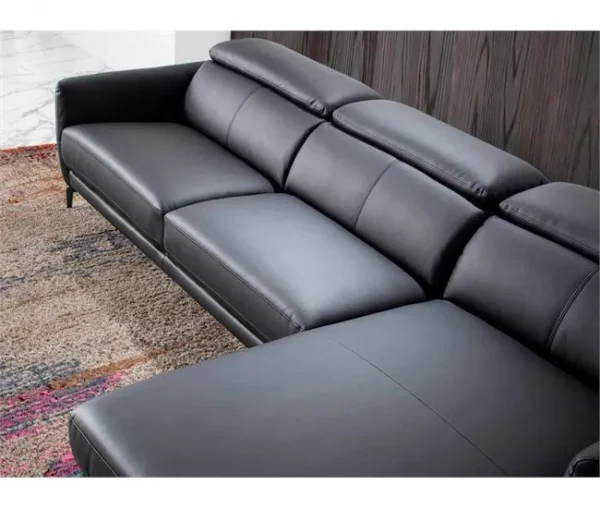 ANGEL CERDA Sofá chaise longue couro de vaca preto 94x283x174