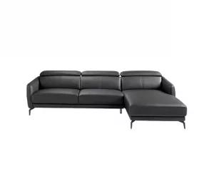 ANGEL CERDA Sofá chaise longue couro de vaca preto 94x283x174