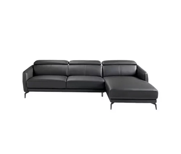 ANGEL CERDA Sofá chaise longue couro de vaca preto 94x283x174