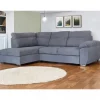 Sofá de canto KENDAL com cama e arca esquerda 4 lugares cinza