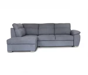 Sofá de canto KENDAL com cama e arca esquerda 4 lugares cinza