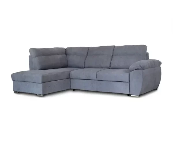 Sofá de canto KENDAL com cama e arca esquerda 4 lugares cinza
