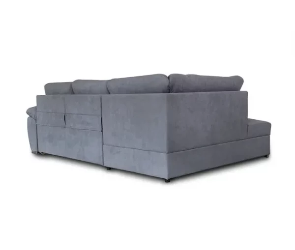 Sofá de canto KENDAL com cama e arca esquerda 4 lugares cinza
