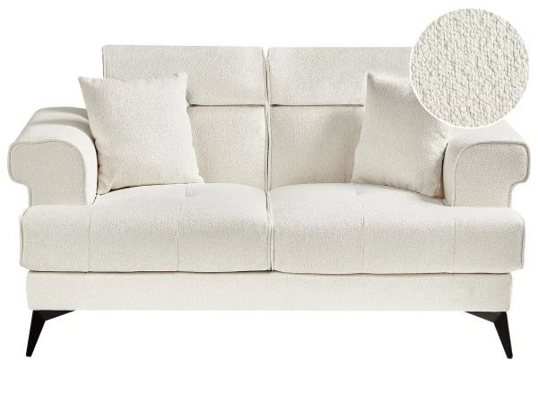 2 Seater Sofa, SKIVE, White, Boucle, DEF