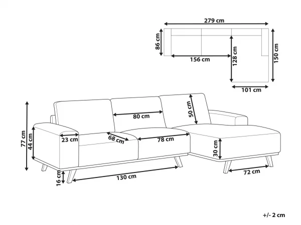 Left Hand Corner Sofa NORA Taupe DEF