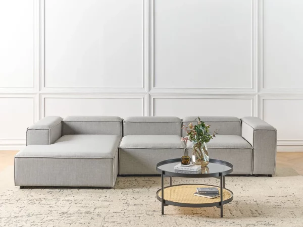 Right 4 Seater Fabric Corner Sofa ARDAL, light grey