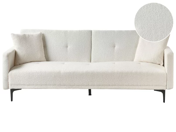 Sofa LUCAN, off-white boucle, black legs DEF