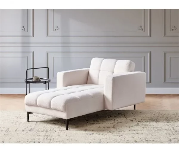 Chaise-longue em bouclé branco ALNES