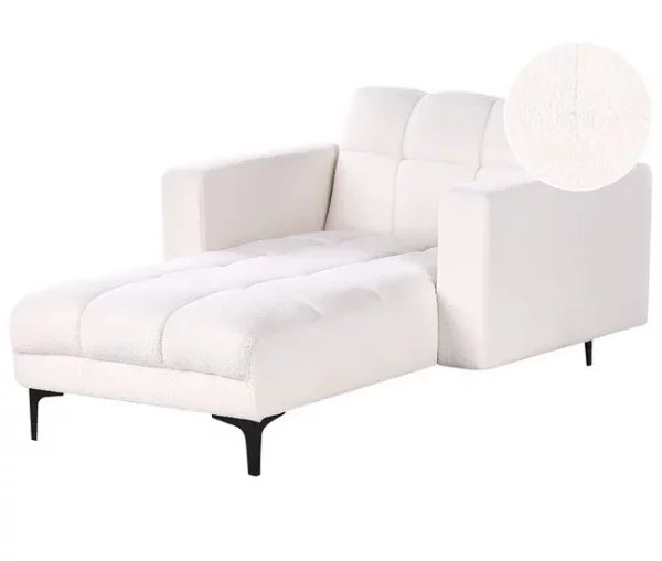 Chaise-longue em bouclé branco ALNES