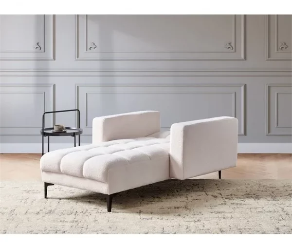 Chaise-longue em bouclé branco ALNES