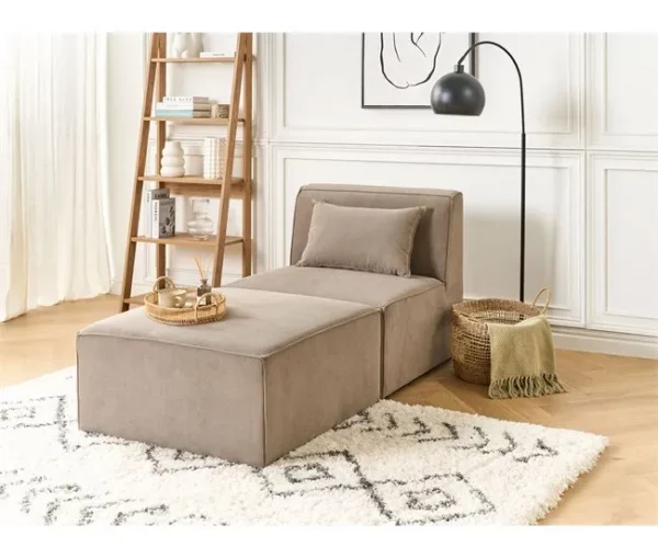 Chaise-longue em bombazine taupe LEMVIG