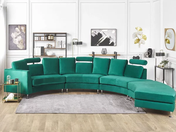 Sofa ROTUNDE Samtstoff dunkelgrün CH