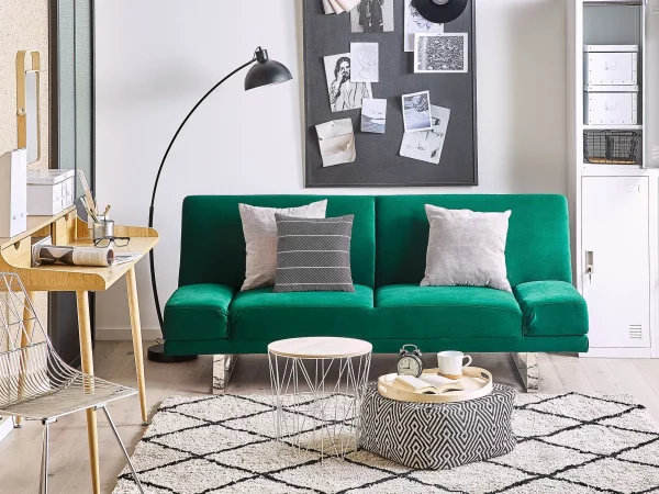 Schlafsofa YORK grün Samtstoff CH