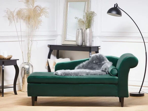 Chaiselongue LUIRO smaragdgrün rechtsseitig CH