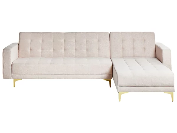 Corner Sofa Left ABERDEEN, beige fabric DEF