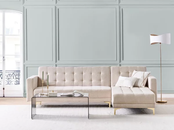 Corner Sofa Left ABERDEEN, beige fabric DEF
