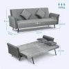 HOMCOM Sofá Cama Convertível Sofá Cama de 3 Lugares com Encosto Ajustável de 3 Níveis e 2 Almofadas Acolchoadas Carga 360 kg para Escritório Dormitório Sala de Estar Cinza