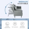 HOMCOM Sofá Cama Convertível Sofá Cama de 3 Lugares com Encosto Ajustável de 3 Níveis e 2 Almofadas Acolchoadas Carga 360 kg para Escritório Dormitório Sala de Estar Cinza