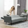 HOMCOM Sofá Cama Convertível Sofá Cama de 3 Lugares com Encosto Ajustável de 3 Níveis e 2 Almofadas Acolchoadas Carga 360 kg para Escritório Dormitório Sala de Estar Cinza