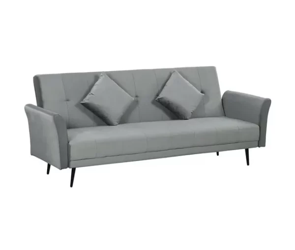 HOMCOM Sofá Cama Convertível Sofá Cama de 3 Lugares com Encosto Ajustável de 3 Níveis e 2 Almofadas Acolchoadas Carga 360 kg para Escritório Dormitório Sala de Estar Cinza