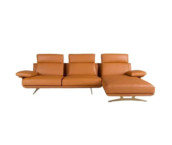 Sofá chaise longue direito em pele 6227