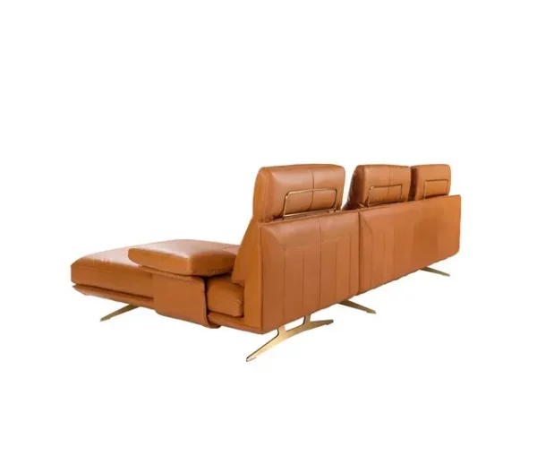 Sofá chaise longue direito em pele 6227