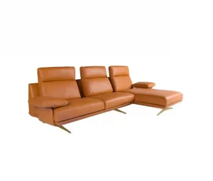Sofá chaise longue direito em pele 6227