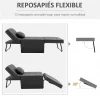 HOMCOM Sofá Cama Individual 3 em 1 Estofado em Linho Sofá Reclinável em 5 Posições com Apoio para os Pés e Apoio para a Cabeça para Sala de Estar Carga Máxima 200kg 95x189x43cm Cinza