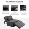 HOMCOM Sofá Cama Individual 3 em 1 Estofado em Linho Sofá Reclinável em 5 Posições com Apoio para os Pés e Apoio para a Cabeça para Sala de Estar Carga Máxima 200kg 95x189x43cm Cinza