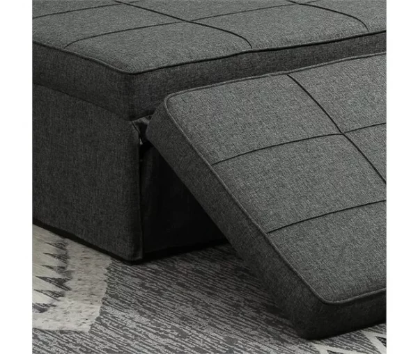 HOMCOM Sofá Cama Individual 3 em 1 Estofado em Linho Sofá Reclinável em 5 Posições com Apoio para os Pés e Apoio para a Cabeça para Sala de Estar Carga Máxima 200kg 95x189x43cm Cinza