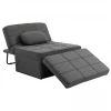 HOMCOM Sofá Cama Individual 3 em 1 Estofado em Linho Sofá Reclinável em 5 Posições com Apoio para os Pés e Apoio para a Cabeça para Sala de Estar Carga Máxima 200kg 95x189x43cm Cinza
